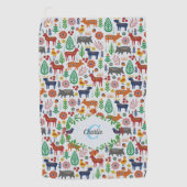 スカンジナビアフォークアートモノグラムパターンボーモダンホ ゴルフタオル (正面)