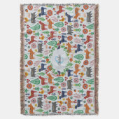 スカンジナビアフォークアートモノグラムパターンボーモダンホ スローブランケット (正面縦)