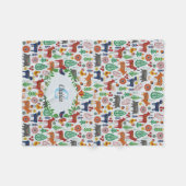 スカンジナビアフォークアートモノグラムパターンボーモダンホ フリースブランケット (正面(横))