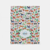 スカンジナビアフォークアートモノグラムパターンボーモダンホ フリースブランケット (正面)