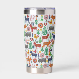 スカンジナビアフォークアートモノグラムパターンボーモダンホ 保温保冷タンブラー