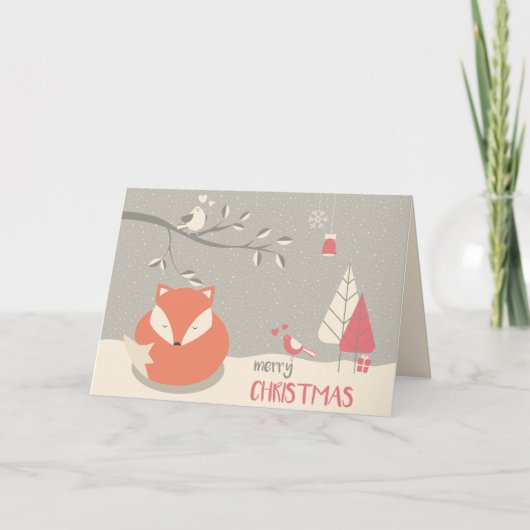 スカンジナビアフォークアートレッドキツネクリスマス シーズンカード (正面)