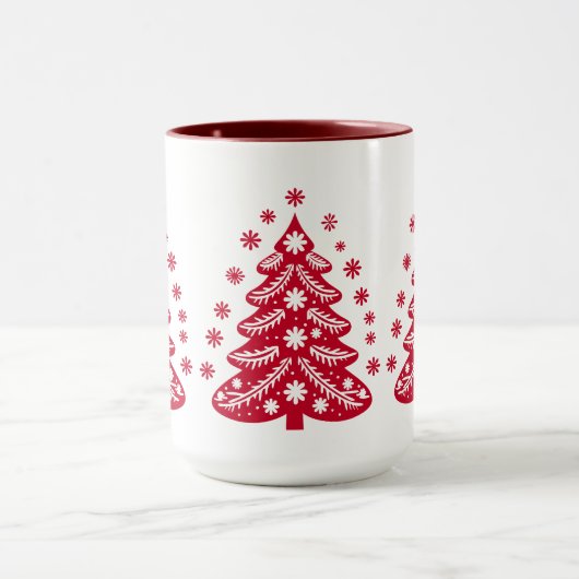 スカンジナビアフォークアートレッドクリスマスツリー マグカップ (中央)