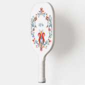 スカンジナビアフォークアートローズマリング | Uffda ピックルボールラケット (左)