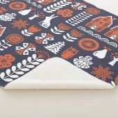 スカンジナビアフォークアートヴィンテージパターン シェルパブランケット (3/4)