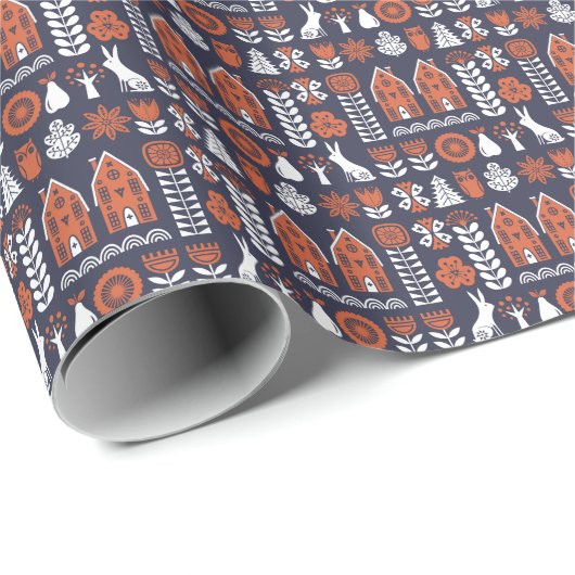 スカンジナビアフォークアートヴィンテージパターン ラッピングペーパー (ロールコーナー)