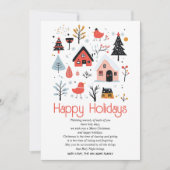 スカンジナビアフォークアート冬の風景クリスマス シーズンカード (正面)