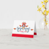 スカンジナビアフォークアート折り畳み感謝 カード (黄色い花)