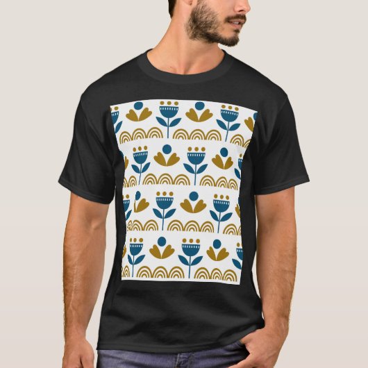 スカンジナビアフォークアート、カラフルパターン。 Tシャツ (正面)