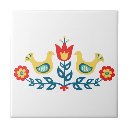 スカンジナビアフォークアート タイル (正面)