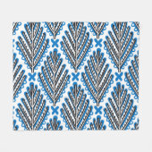 スカンジナビアフォークアート：フローラレトロデザイン フリースブランケット (正面(横))