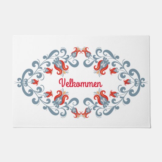 スカンジナビアフォークアート「ベルコメン」ウェルカムマット ドアマット (正面)