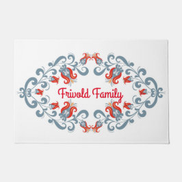 スカンジナビアフォークアート「ベルコメン」マパーソナライズされたット ドアマット