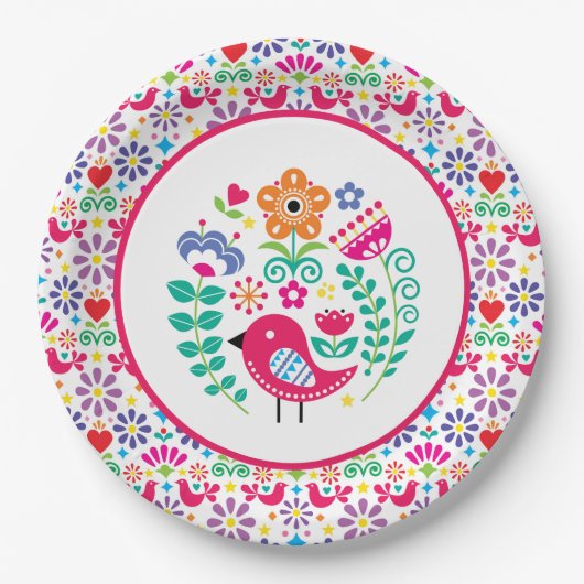 スカンジナビアフォークアート ペーパープレート (正面)