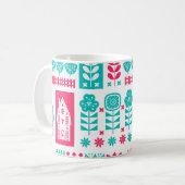 スカンジナビアフォークアート:ヴィンテージシームレス コーヒーマグカップ (正面左)