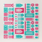 スカンジナビアフォークアート：ヴィンテージシームレス ジグソーパズル (横)