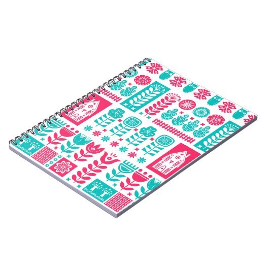 スカンジナビアフォークアート:ヴィンテージシームレス ノートブック (左側)