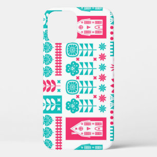 スカンジナビアフォークアート:ヴィンテージシームレス iPhone 12ケース