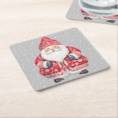 スカンジナビアフォークサンタクロース スクエアペーパーコースター (アングル)