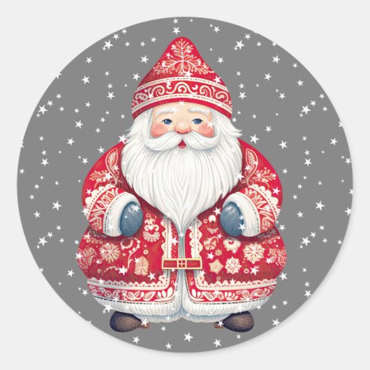 スカンジナビアフォークサンタクロース ラウンドシール (正面)