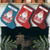 スカンジナビアフォークサンタクロース – 名前 ラージクリスマスストッキング