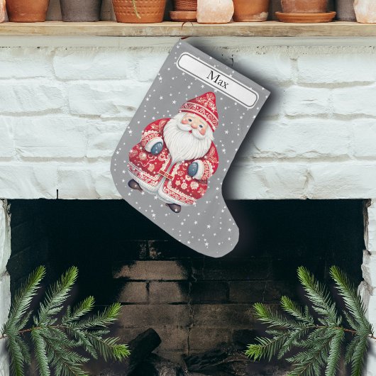 スカンジナビアフォークサンタクロース – 名前 ラージクリスマスストッキング