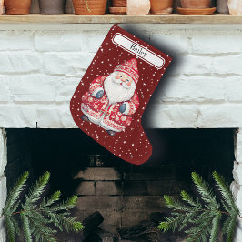 スカンジナビアフォークサンタクロース – 名前 ラージクリスマスストッキング