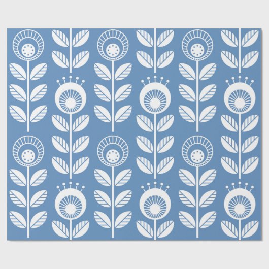 スカンジナビアフォークスタイルの花 – シームレスフローラ  ラッピングペーパー (フラット)