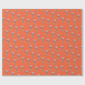 スカンジナビアフォークスタイルオレンジフローラルパターン ラッピングペーパー (フラット)