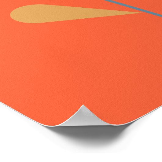 スカンジナビアフォークスタイルシンプルフラワーインオレンジ ポスター (角)