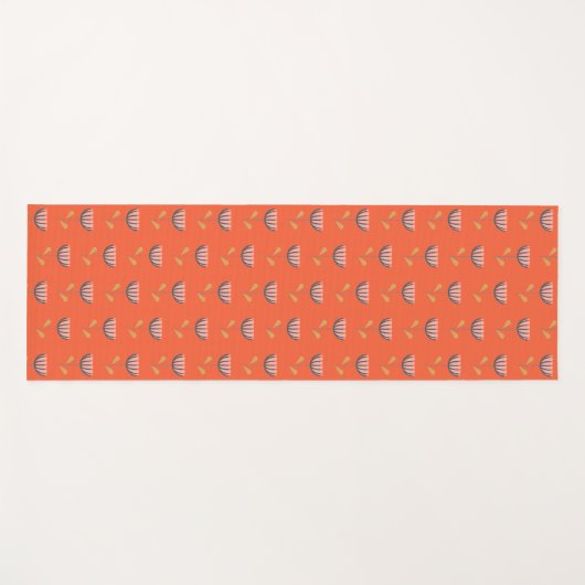 スカンジナビアフォークスタイルシンプルフラワーインオレンジ ヨガマット (正面(横))