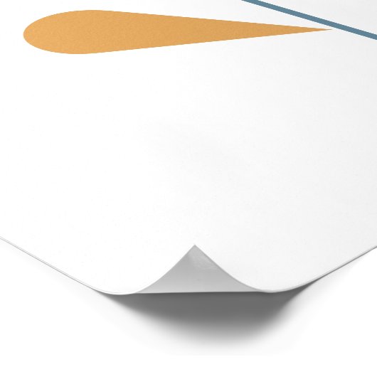 スカンジナビアフォークスタイルシンプルフラワー赤面ネイビー ポスター (角)