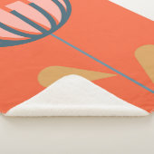 スカンジナビアフォークスタイルフローラアートオレンジフラワー シェルパブランケット (3/4)