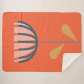 スカンジナビアフォークスタイルフローラアートオレンジフラワー シェルパブランケット (正面(横))