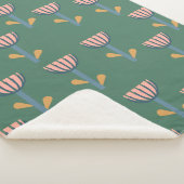 スカンジナビアフォークスタイルフローラルパターンイングリーン シェルパブランケット (3/4)