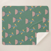 スカンジナビアフォークスタイルフローラルパターンイングリーン シェルパブランケット (正面(横))