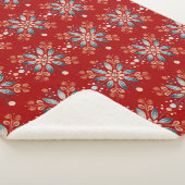 スカンジナビアフォークスノーフレークレッド背景 シェルパブランケット (3/4)