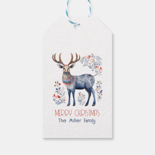 スカンジナビアフォークトナカイパーソナライズされた文字 ギフトタグ (裏面)