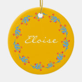 スカンジナビアフォークフローラリース名前をカスタムする セラミックオーナメント (正面)