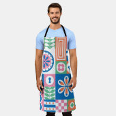 スカンジナビアフォークフローラ抽象芸術パターン エプロン (着用した状態)