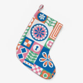 スカンジナビアフォークフローラ抽象芸術パターン スモールクリスマスストッキング (正面 (吊り時))