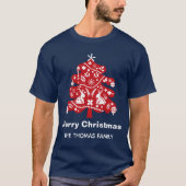 スカンジナビアフォークレッドバニーフローラクリスマスツリー Tシャツ (正面)