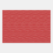 スカンジナビアフォーク手描き赤いクリスマスパターン ラッピングペーパーシート (正面2)