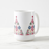 スカンジナビアフォーク数々のアートカラークリスマスツリー コーヒーマグカップ (正面右)