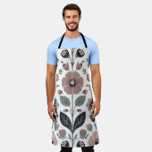 スカンジナビアフォーク花模様 – 様式化プリムローズ エプロン (着用した状態)