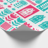 スカンジナビアフォーク芸術のシームレスなヴィンテージパターン ラッピングペーパー (角)