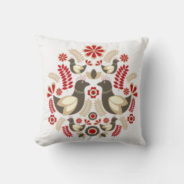 スカンジナビアフォーク芸術鳥花 クッション