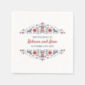 スカンジナビアフォーク芸術 |パーソナライズされた結婚s スタンダードカクテルナプキン (正面)