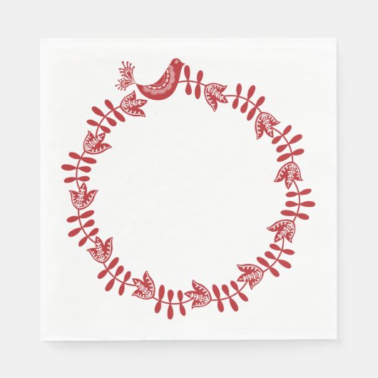 スカンジナビアフローラクリスマスリース紙ナプキンス スタンダードランチョンナプキン (正面)