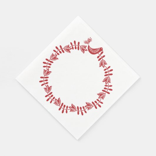 スカンジナビアフローラクリスマスリース紙ナプキンス スタンダードランチョンナプキン (角)
